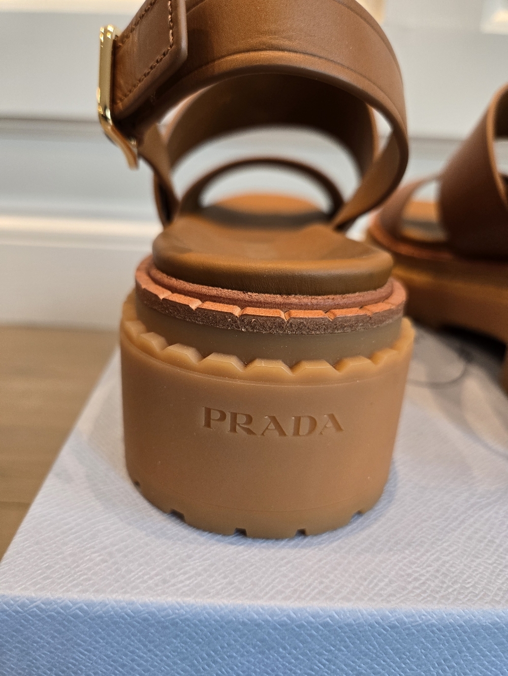 $1,270 Prada Leather Platform Sandals Brown EU 38.5 US 8.5 BNIB - Picture 10 of 12